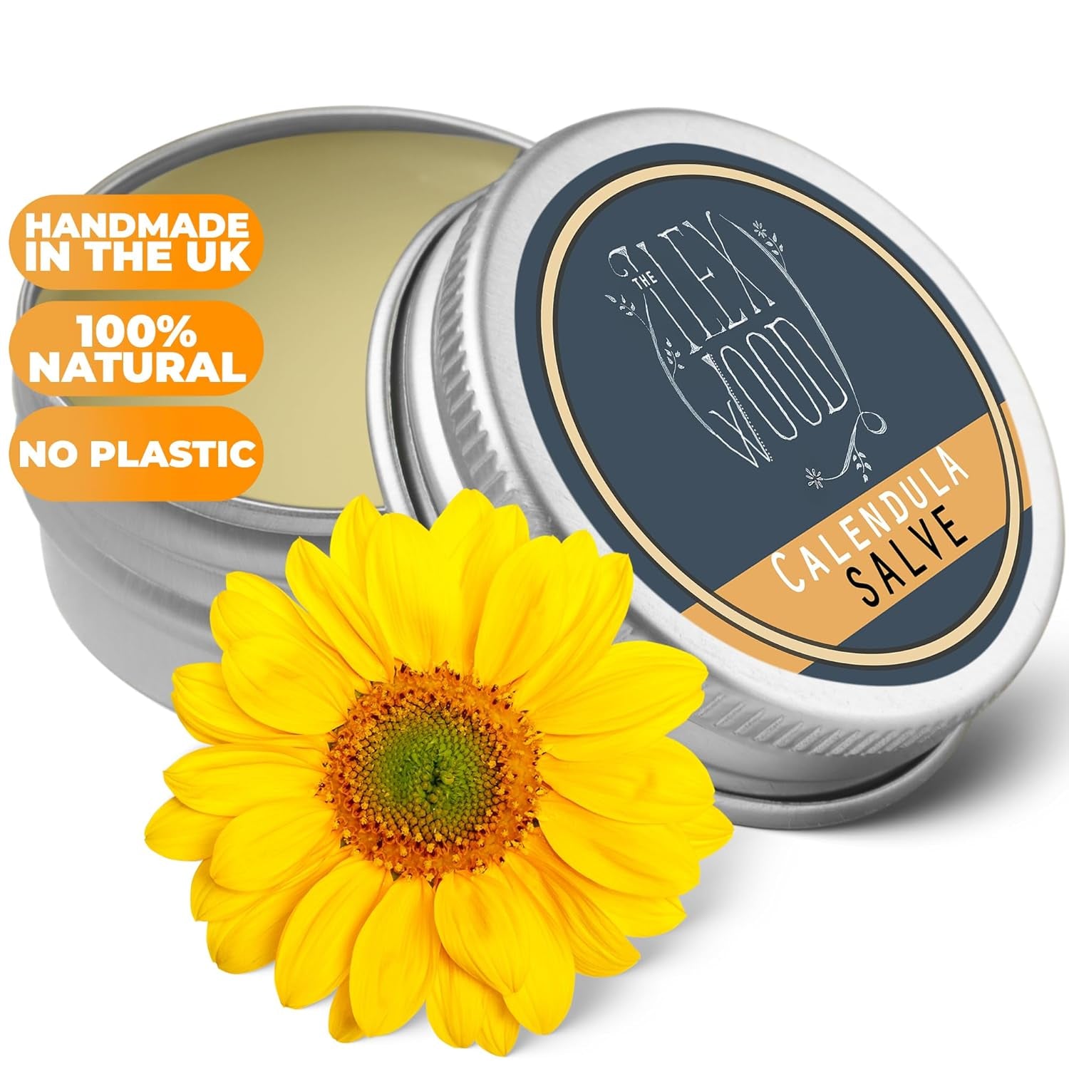 All-Natural Calendula Skin Balm - Soothing Salve for Rashes, Itching, Dry Skin, and Eczema - Handmade in the UK, Cruelty-Free, and Plastic-Free - 100ml