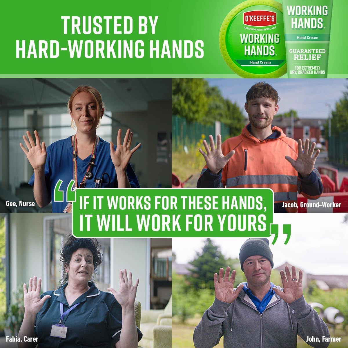 O’Keeffe’S Working Hands, 96G Jar - Hand Cream for Extremely Dry, Cracked Hands | Instantly Boosts Moisture Levels, Creates a Protective Layer & Prevents Moisture Loss