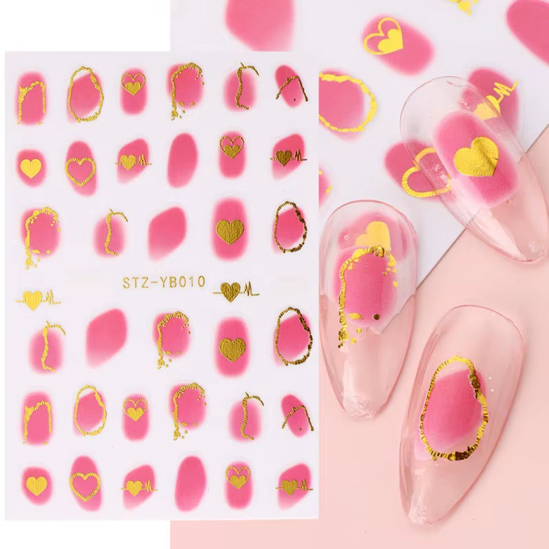 1PCS Black White Butterfly Laser Nail Stickers Y2K Nail Art Decoration Abstract Lines Bronzing Flowers Stickers for Nails