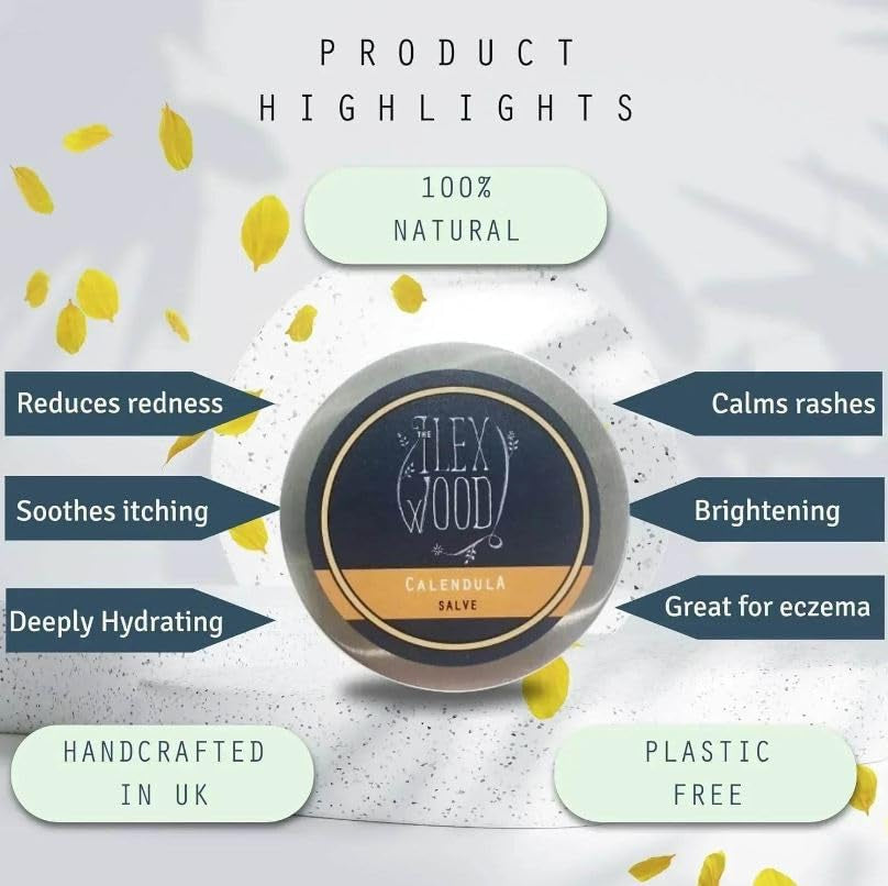 All-Natural Calendula Skin Balm - Soothing Salve for Rashes, Itching, Dry Skin, and Eczema - Handmade in the UK, Cruelty-Free, and Plastic-Free - 100ml