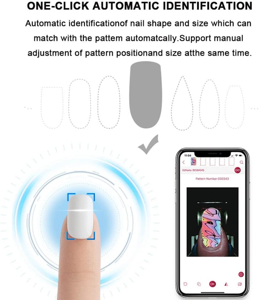 Nail Art Printer, 3D Smart Automatic Nail Printer Machine, Support Wifi/Diy/Usb, Multifunction Portable Mobile Nail Painting Machine for Kid/Nail Studio/Manicurist/Nail Lovers,White