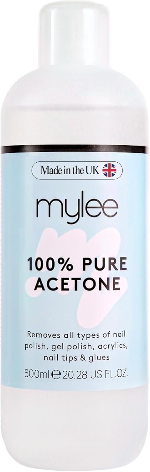 100% Pure Acetone (600Ml) - Gel Nail Polish Remover – Maximum Strength Professional Soak-Off for UV/LED, Acrylics, Nail Tips & Glue - Made in the UK