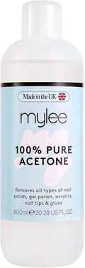 100% Pure Acetone (600Ml) - Gel Nail Polish Remover – Maximum Strength Professional Soak-Off for UV/LED, Acrylics, Nail Tips & Glue - Made in the UK