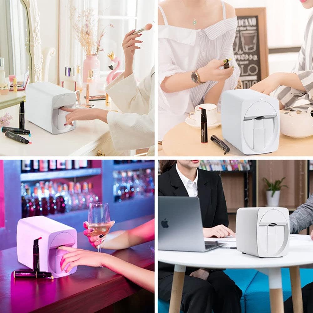 Nail Art Printer, 3D Smart Automatic Nail Printer Machine, Support Wifi/Diy/Usb, Multifunction Portable Mobile Nail Painting Machine for Kid/Nail Studio/Manicurist/Nail Lovers,White