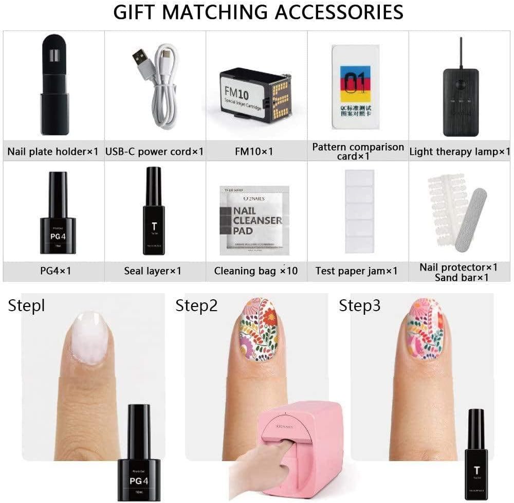 Nail Art Printer, 3D Smart Automatic Nail Printer Machine, Support Wifi/Diy/Usb, Multifunction Portable Mobile Nail Painting Machine for Kid/Nail Studio/Manicurist/Nail Lovers,White