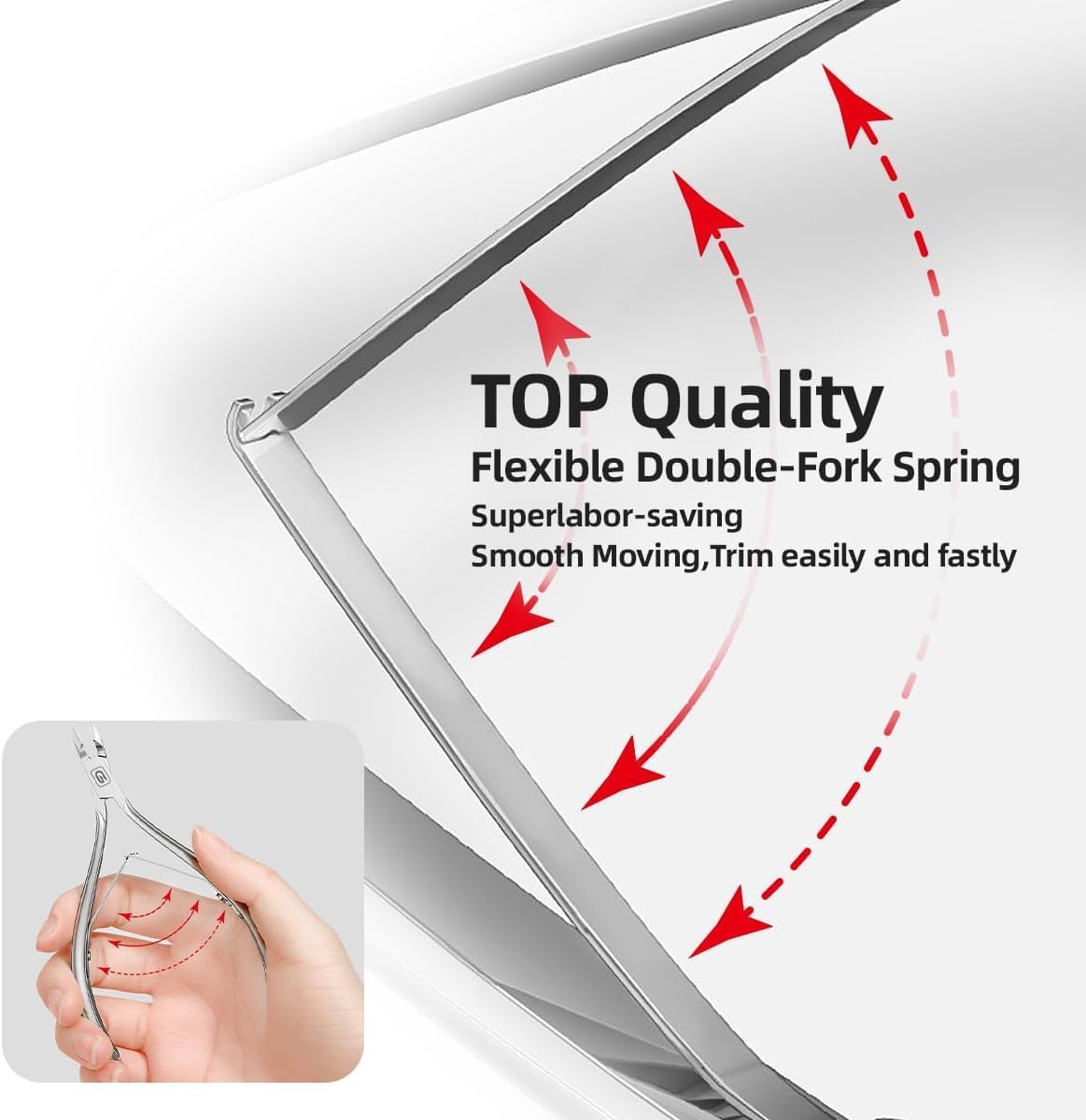 Cuticle Trimmer 3/4 Jaw Extremely Sharp Cuticle Nippers Scissors Stainless Steel Clippers Cutter Cuticle Clippers, Cuticle Pusher, Nail Cuticle Trimmer Professional Cuticle Cutter