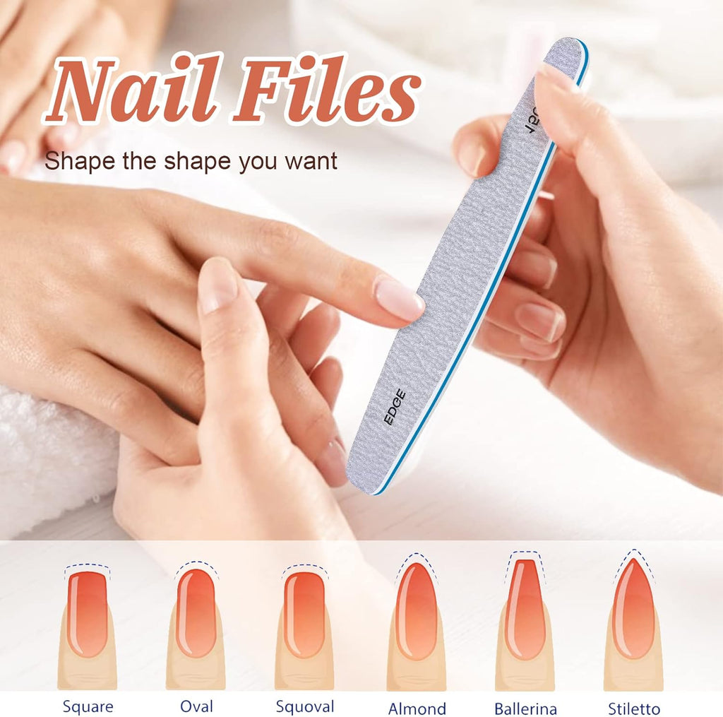 Nail Files,  6 Pcs Professional Nail File and Buffer Set, Emery Boards Set for Acrylic Gel Natural Nails(Include 150,180,240,100/180,220/280,1000/4000 Grit)