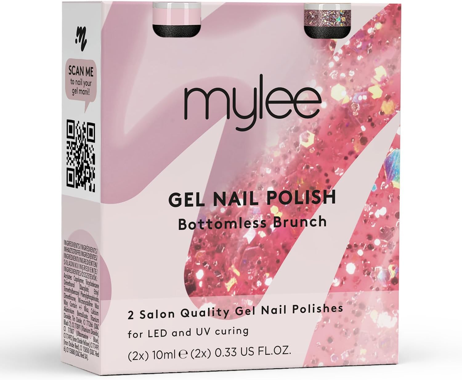 Gel Nail Polish Duo Colour Set 2X10Ml [Bottomless Brunch] UV/LED Soak-Off Nail Art Manicure Pedicure for Professional, Salon & Home Use - Long Lasting & Easy to Apply