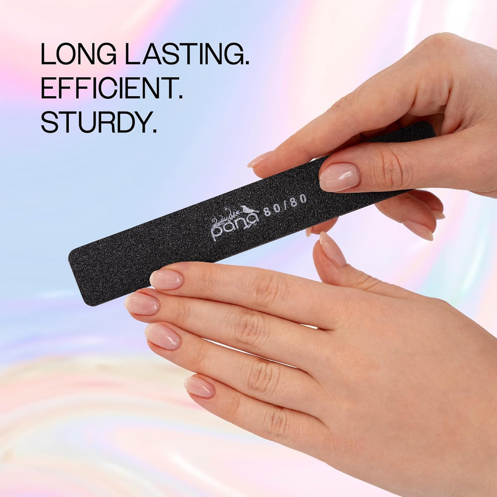10Pcs -  Jumbo Double-Sided Emery Nail File for Manicure, Pedicure, Natural, and Acrylic Nails - Black (Grit 80/80)