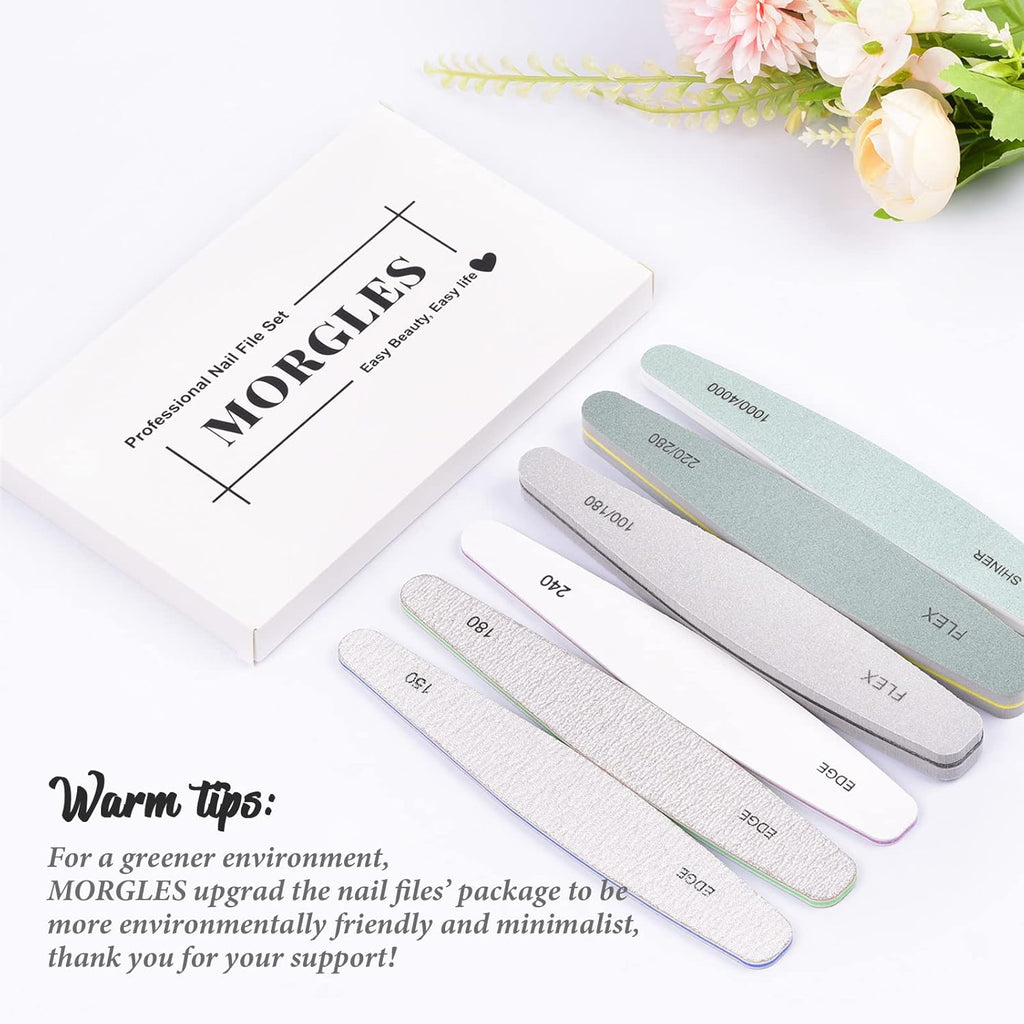 Nail Files,  6 Pcs Professional Nail File and Buffer Set, Emery Boards Set for Acrylic Gel Natural Nails(Include 150,180,240,100/180,220/280,1000/4000 Grit)