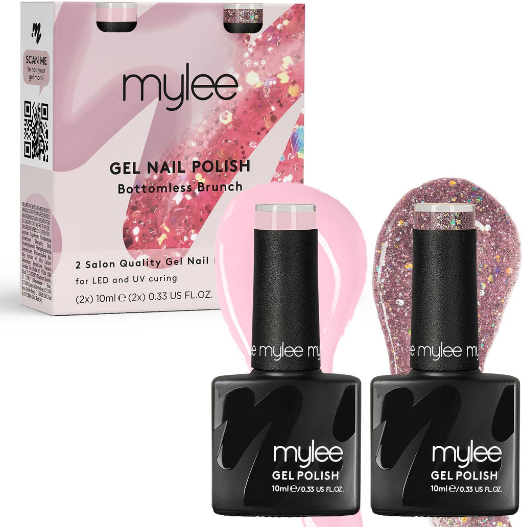 Gel Nail Polish Duo Colour Set 2X10Ml [Bottomless Brunch] UV/LED Soak-Off Nail Art Manicure Pedicure for Professional, Salon & Home Use - Long Lasting & Easy to Apply