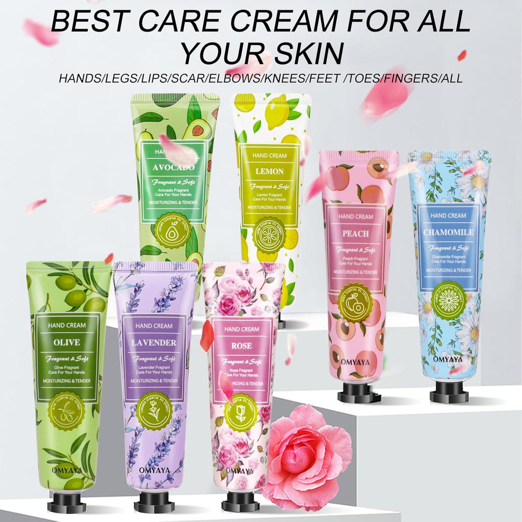 14 Pack Hand Cream Gift Set, Floral Assorted Mini Hand Foot Cream, Christmas Gifts Day Night Cream Moisturizer for Winter Rough Dry Hands, Body Cream Gift Set for Birthday Mothers Day Gifts (420Ml)