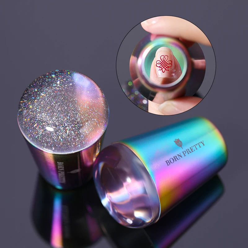 Handle Transparent Nail Stamper for Stamping Plate Iridescent Clear Stamper Head Nail Art Templates