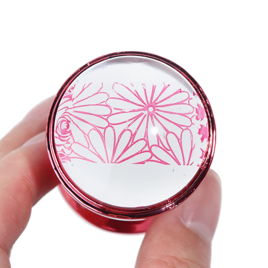 Mirror Nail Stamper Clear Silicone Head Manicure Scraper Polish Transfer Template Kits with Cap Nail Art Stamping Plate CH1033-1