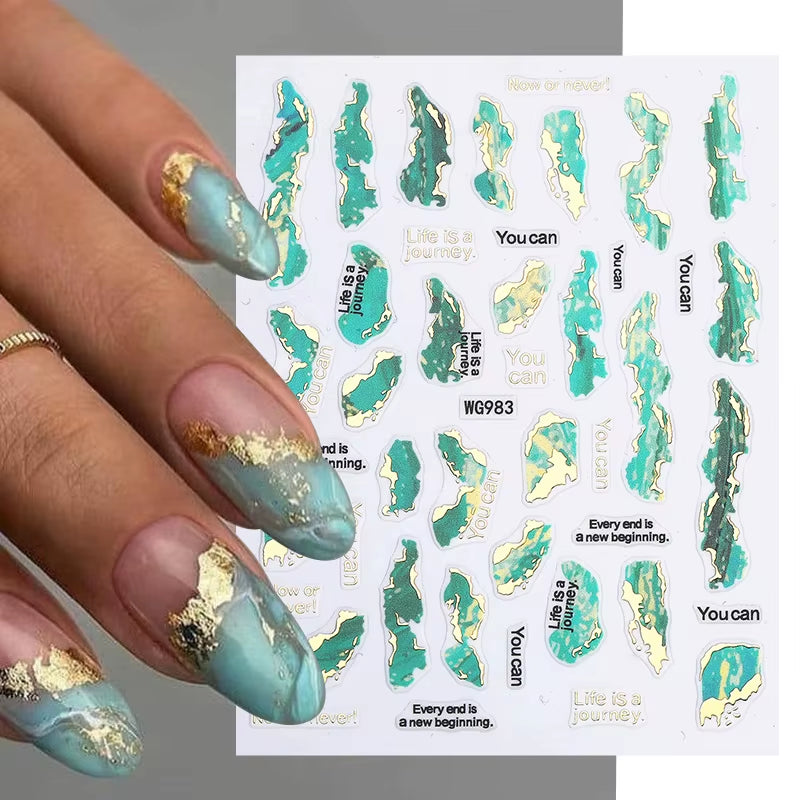 1PCS Black White Butterfly Laser Nail Stickers Y2K Nail Art Decoration Abstract Lines Bronzing Flowers Stickers for Nails