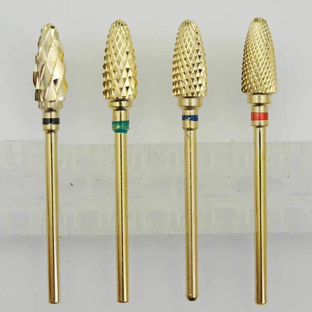 New! Gold Pro.Carbide Nail Drill Bit Electric Quality Nail File Drill Bit Coarse Carbide Drill 3/32'' High Quality Nail File