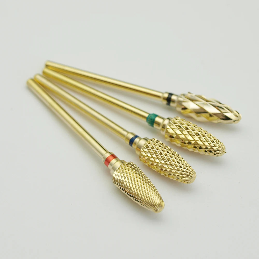 New! Gold Pro.Carbide Nail Drill Bit Electric Quality Nail File Drill Bit Coarse Carbide Drill 3/32'' High Quality Nail File