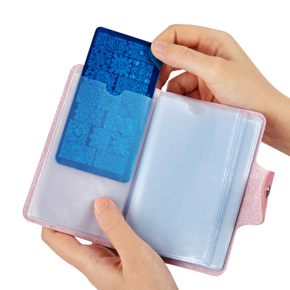 Biutee 24 Slots Nail Art Stamp Plate Stamping Plates Holder Storage Bag Durable PU Leather Cases Stamping Template Storage