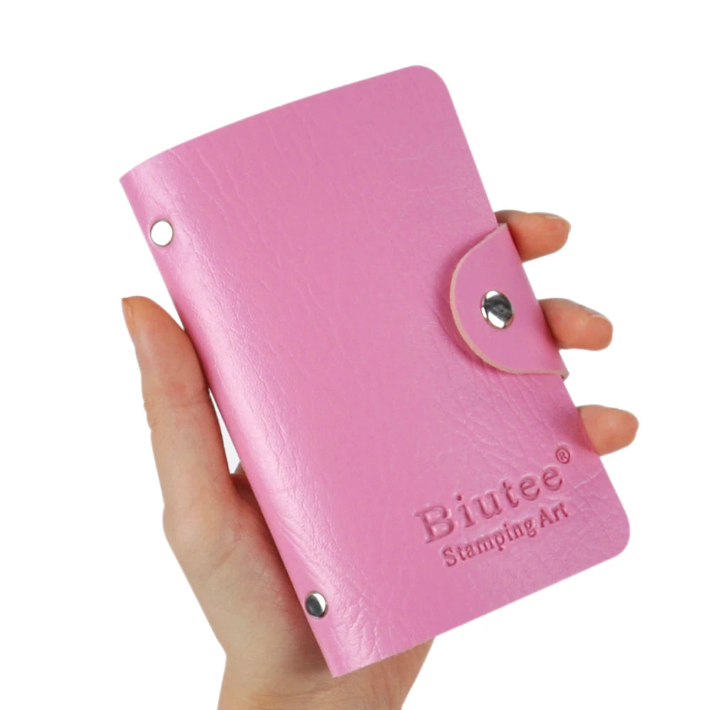 Biutee 24 Slots Nail Art Stamp Plate Stamping Plates Holder Storage Bag Durable PU Leather Cases Stamping Template Storage