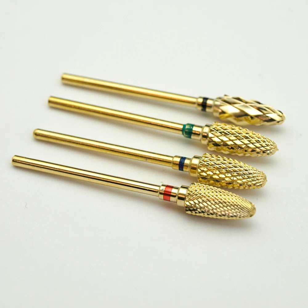 New! Gold Pro.Carbide Nail Drill Bit Electric Quality Nail File Drill Bit Coarse Carbide Drill 3/32'' High Quality Nail File