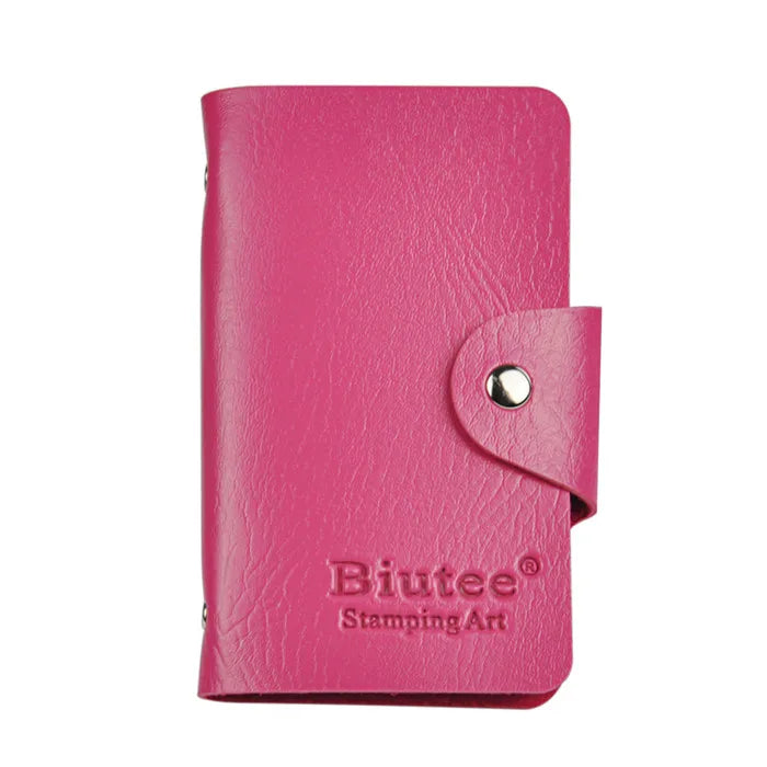 Biutee 24 Slots Nail Art Stamp Plate Stamping Plates Holder Storage Bag Durable PU Leather Cases Stamping Template Storage