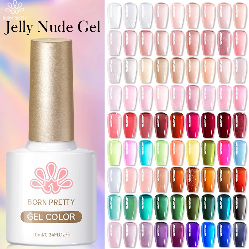 10Ml Jelly Nude Gel Nail Polish 50 Colors Semi Transparent Nail Art Nail Supplies Soak off UV LED Nails Gel Varnish