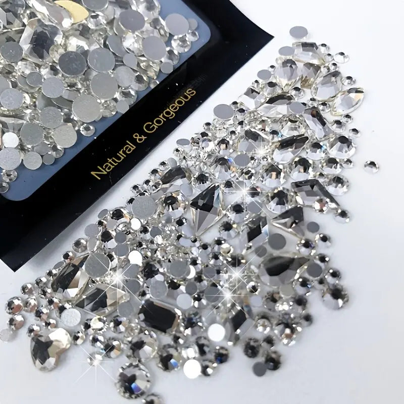 150Pcs round Flatback Glass Rhinestones plus 20Pcs Odd Shaped Jewelry DIY Design Making Beads Beauty Decorations for Nail Art