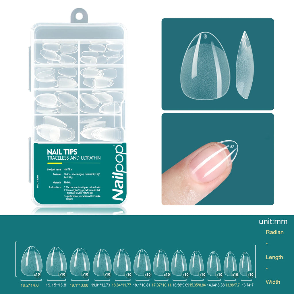 120Pcs/Box Gel X Nail Tips Medium Short Shape Almond/Square/Soft Gel Nail Tips False Nails Soak off Easy Nail Extensions