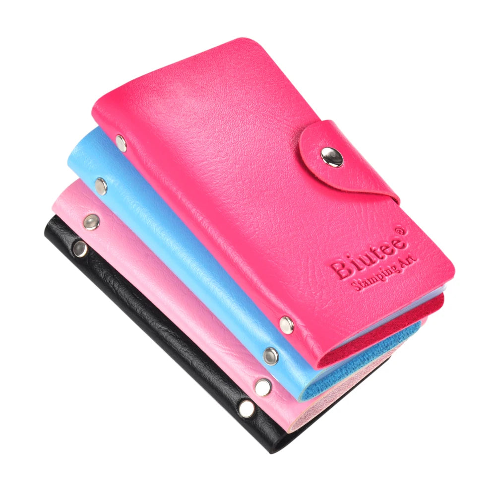 Biutee 24 Slots Nail Art Stamp Plate Stamping Plates Holder Storage Bag Durable PU Leather Cases Stamping Template Storage