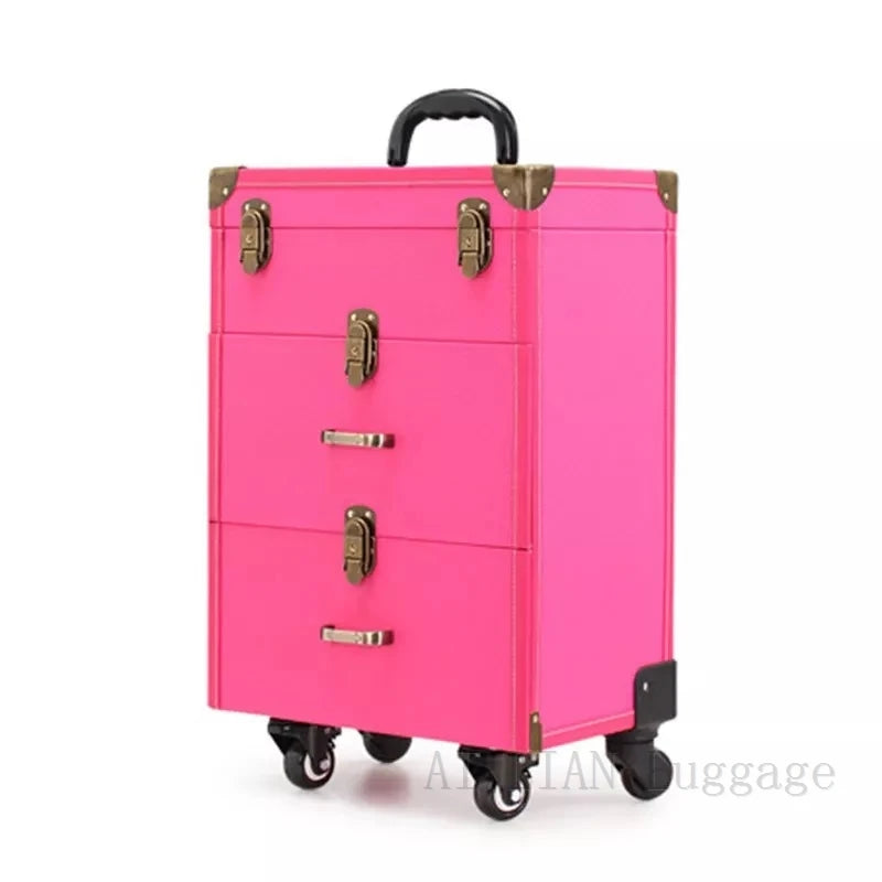 Trolley Cosmetic Case Spinner Wheels Makeup Dresser Beauty Trolley Luggage Rolling Suitcase Professional Large Cosmetic Bag New