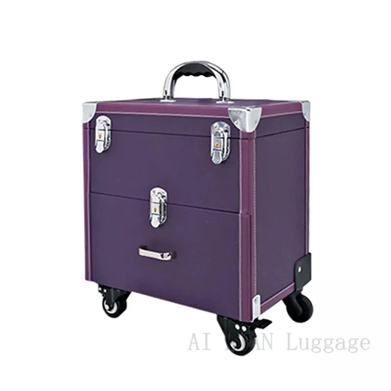 Trolley Cosmetic Case Spinner Wheels Makeup Dresser Beauty Trolley Luggage Rolling Suitcase Professional Large Cosmetic Bag New