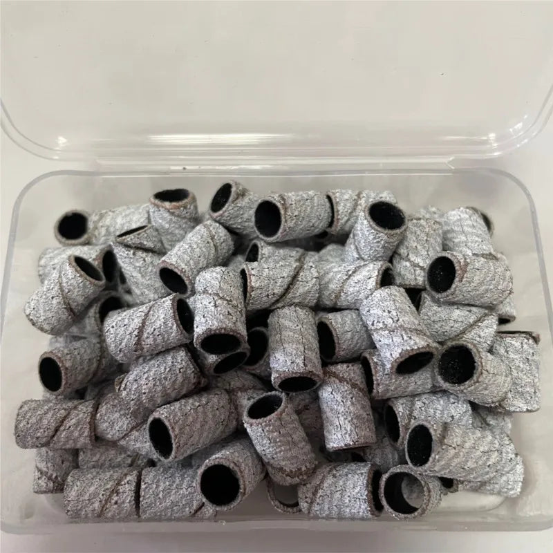 100Pcs 80/120/180 Grit Zebra Sanding Bands Foot Care Polishing Manicure Gel Polish Remover Replacement Tool Cutter Nail Dril Bit