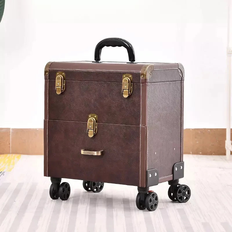 Trolley Cosmetic Case Spinner Wheels Makeup Dresser Beauty Trolley Luggage Rolling Suitcase Professional Large Cosmetic Bag New