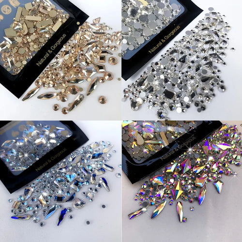 150Pcs round Flatback Glass Rhinestones plus 20Pcs Odd Shaped Jewelry DIY Design Making Beads Beauty Decorations for Nail Art