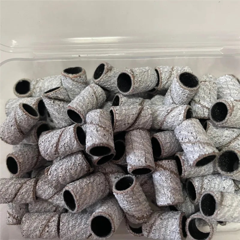 100Pcs 80/120/180 Grit Zebra Sanding Bands Foot Care Polishing Manicure Gel Polish Remover Replacement Tool Cutter Nail Dril Bit