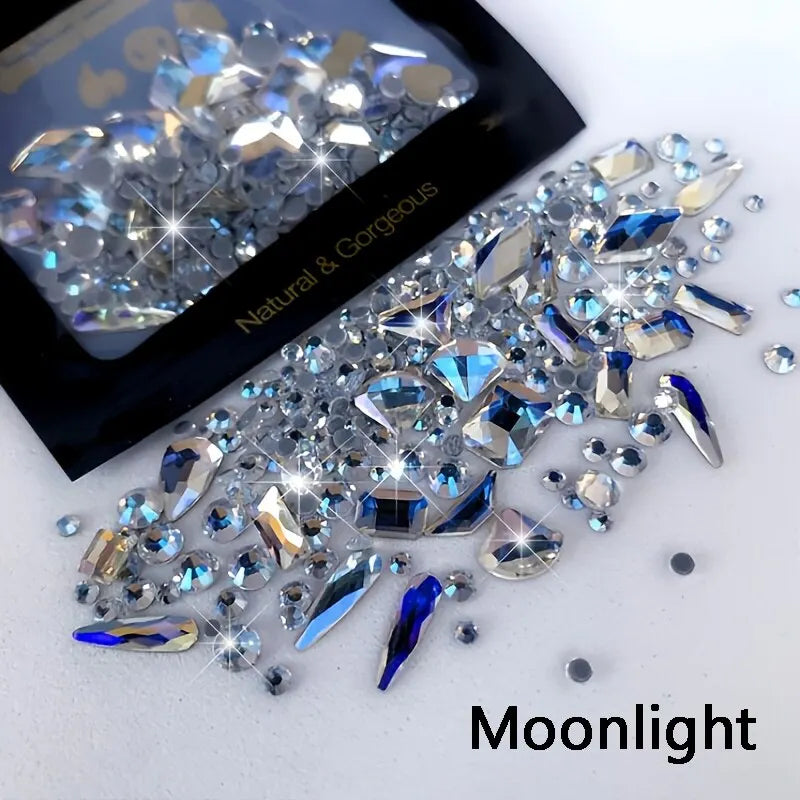 150Pcs round Flatback Glass Rhinestones plus 20Pcs Odd Shaped Jewelry DIY Design Making Beads Beauty Decorations for Nail Art
