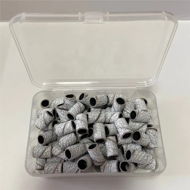 100Pcs 80/120/180 Grit Zebra Sanding Bands Foot Care Polishing Manicure Gel Polish Remover Replacement Tool Cutter Nail Dril Bit
