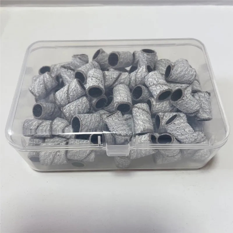 100Pcs 80/120/180 Grit Zebra Sanding Bands Foot Care Polishing Manicure Gel Polish Remover Replacement Tool Cutter Nail Dril Bit