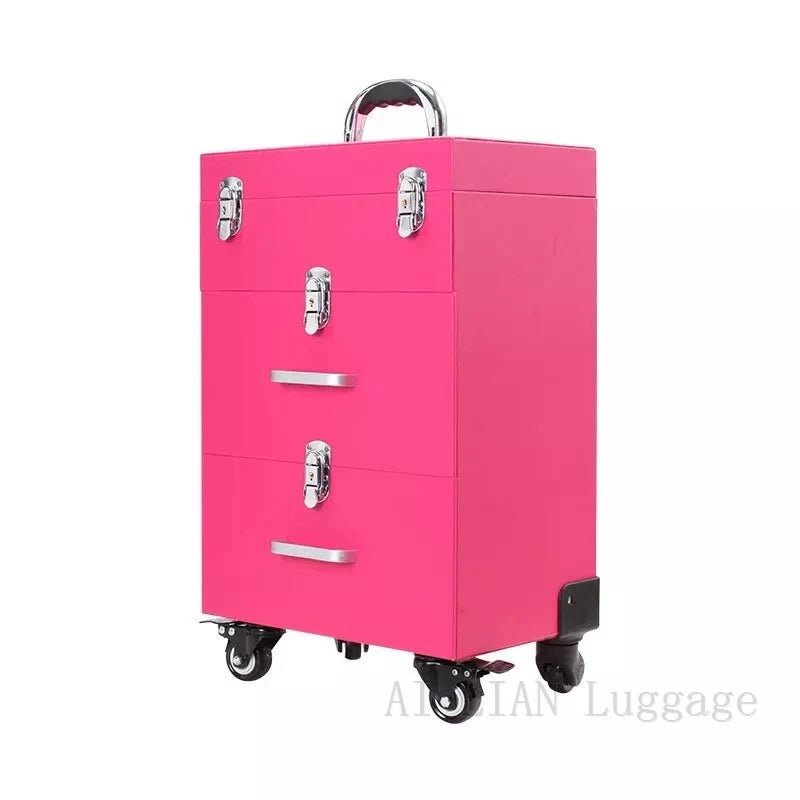 Trolley Cosmetic Case Spinner Wheels Makeup Dresser Beauty Trolley Luggage Rolling Suitcase Professional Large Cosmetic Bag New