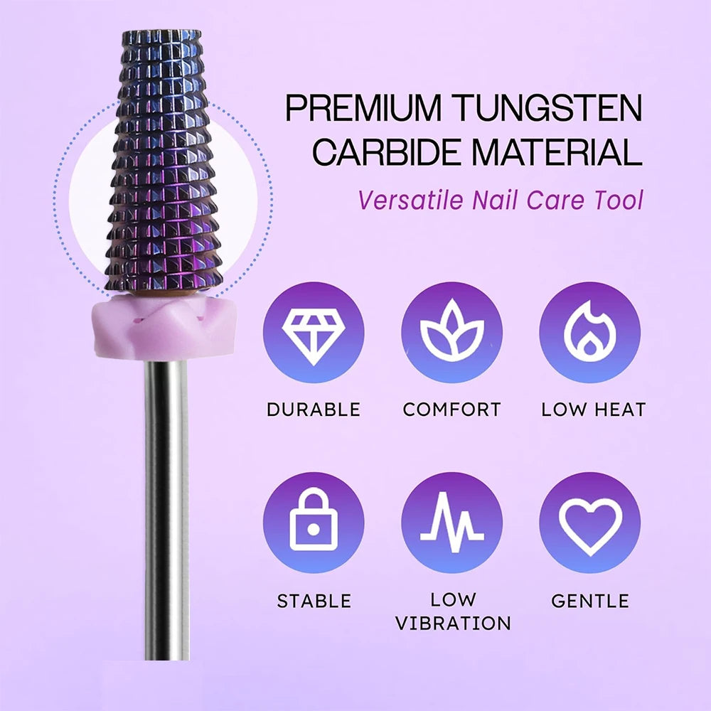 1Pc or 2Pcs Tungsten Carbide Nail Drill Bits, 3/32” Shank, Bidirectional Rotation, for Quick Removal of Acrylic/Hard Gel