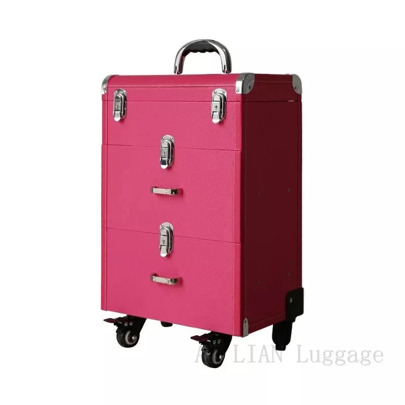Trolley Cosmetic Case Spinner Wheels Makeup Dresser Beauty Trolley Luggage Rolling Suitcase Professional Large Cosmetic Bag New