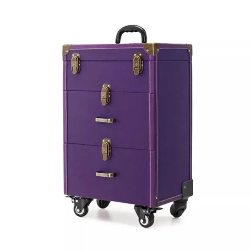 Trolley Cosmetic Case Spinner Wheels Makeup Dresser Beauty Trolley Luggage Rolling Suitcase Professional Large Cosmetic Bag New