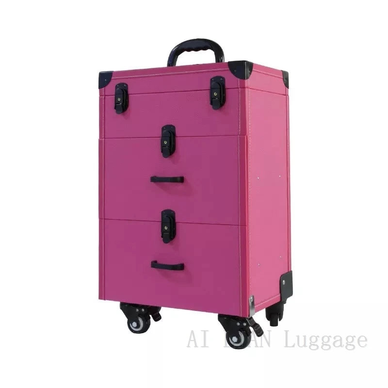 Trolley Cosmetic Case Spinner Wheels Makeup Dresser Beauty Trolley Luggage Rolling Suitcase Professional Large Cosmetic Bag New