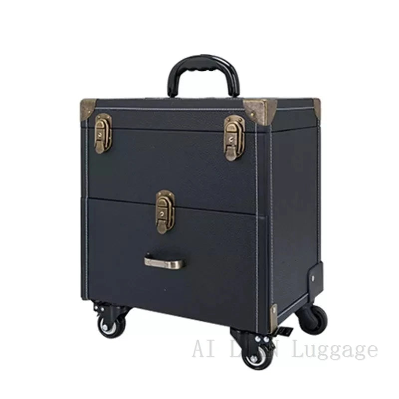 Trolley Cosmetic Case Spinner Wheels Makeup Dresser Beauty Trolley Luggage Rolling Suitcase Professional Large Cosmetic Bag New