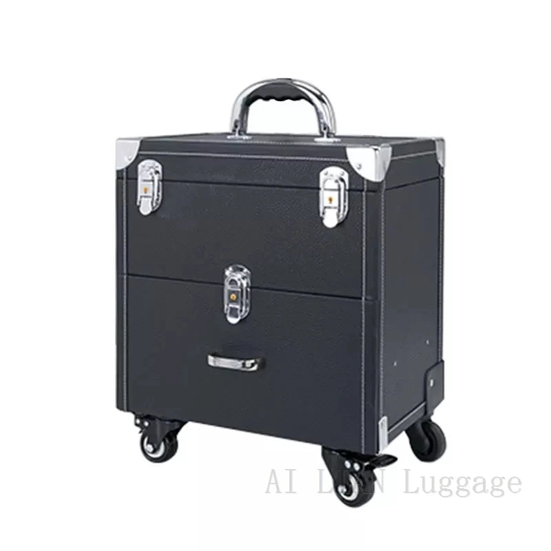 Trolley Cosmetic Case Spinner Wheels Makeup Dresser Beauty Trolley Luggage Rolling Suitcase Professional Large Cosmetic Bag New