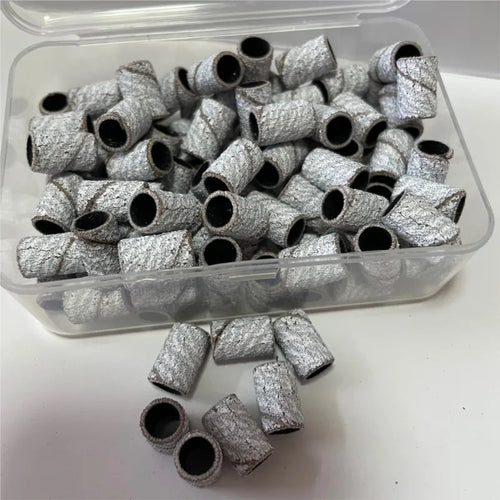 100Pcs 80/120/180 Grit Zebra Sanding Bands Foot Care Polishing Manicure Gel Polish Remover Replacement Tool Cutter Nail Dril Bit