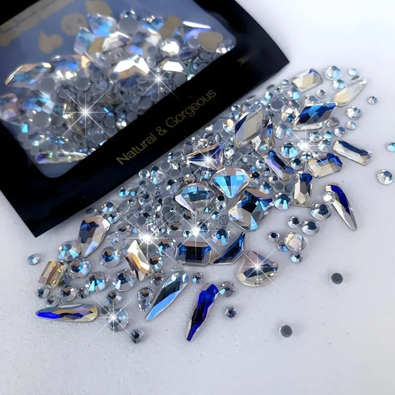 150Pcs round Flatback Glass Rhinestones plus 20Pcs Odd Shaped Jewelry DIY Design Making Beads Beauty Decorations for Nail Art