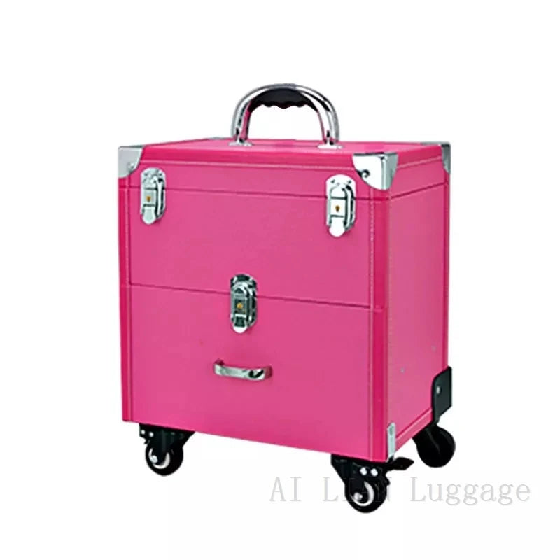 Trolley Cosmetic Case Spinner Wheels Makeup Dresser Beauty Trolley Luggage Rolling Suitcase Professional Large Cosmetic Bag New