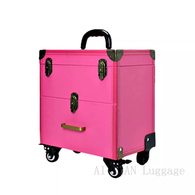 Trolley Cosmetic Case Spinner Wheels Makeup Dresser Beauty Trolley Luggage Rolling Suitcase Professional Large Cosmetic Bag New