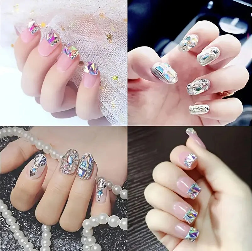 150Pcs round Flatback Glass Rhinestones plus 20Pcs Odd Shaped Jewelry DIY Design Making Beads Beauty Decorations for Nail Art